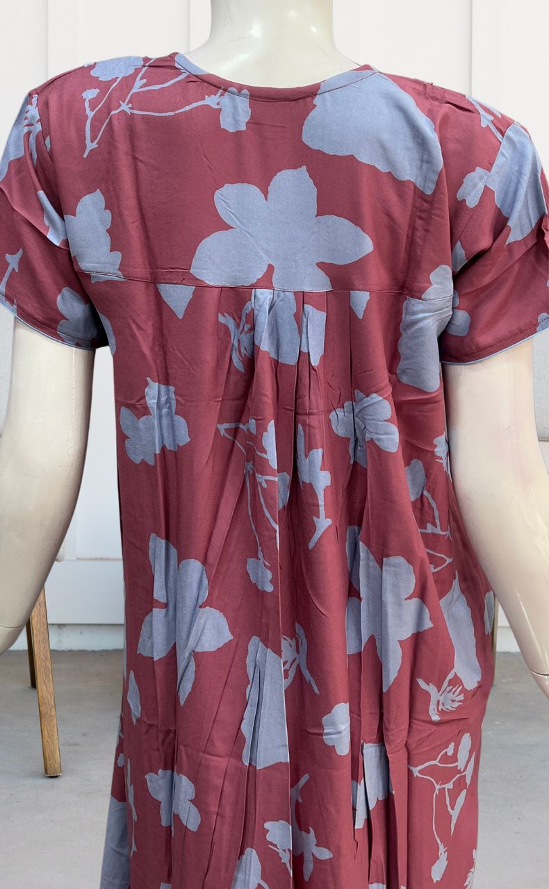 Pink/Lavender Flora Rayon Nighty. Flowy Rayon Fabric | Laces and Frills - Laces and Frills