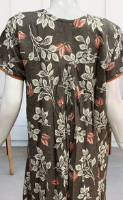 Grey/Peach Flora Rayon Nighty. Flowy Rayon Fabric | Laces and Frills - Laces and Frills