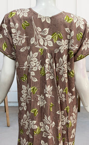 English Pink/Olive Green Flora Rayon Nighty. Flowy Rayon Fabric | Laces and Frills - Laces and Frills