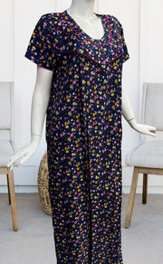 Blue/Pink Tiny Flora Rayon Nighty. Flowy Rayon Fabric | Laces and Frills - Laces and Frills