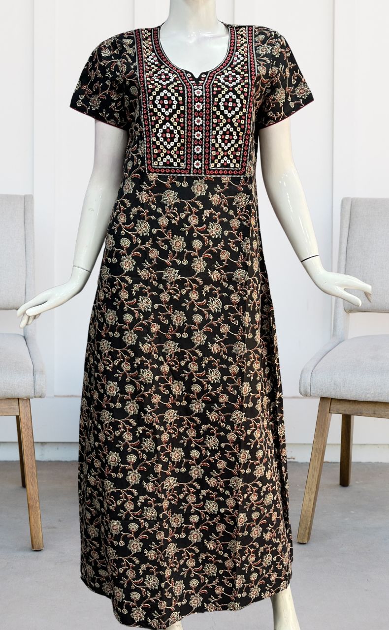 Black Garden Pure Cotton Nighty. Pure Durable Cotton | Laces and Frills - Laces and Frills
