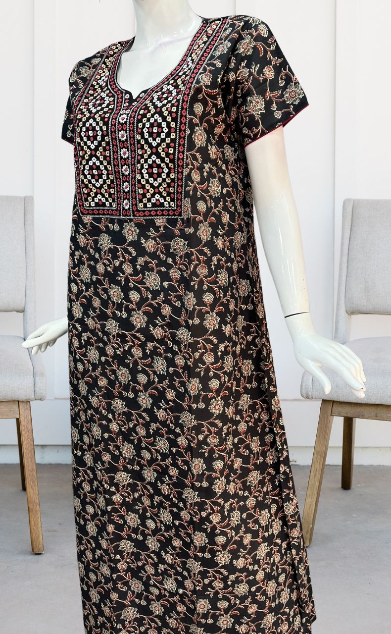 Black Garden Pure Cotton Nighty. Pure Durable Cotton | Laces and Frills - Laces and Frills