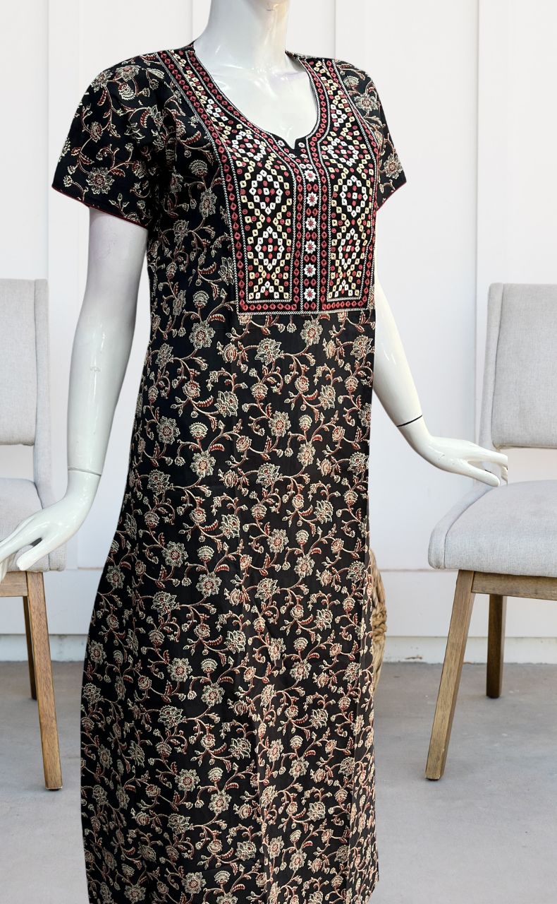 Black Garden Pure Cotton Nighty. Pure Durable Cotton | Laces and Frills - Laces and Frills