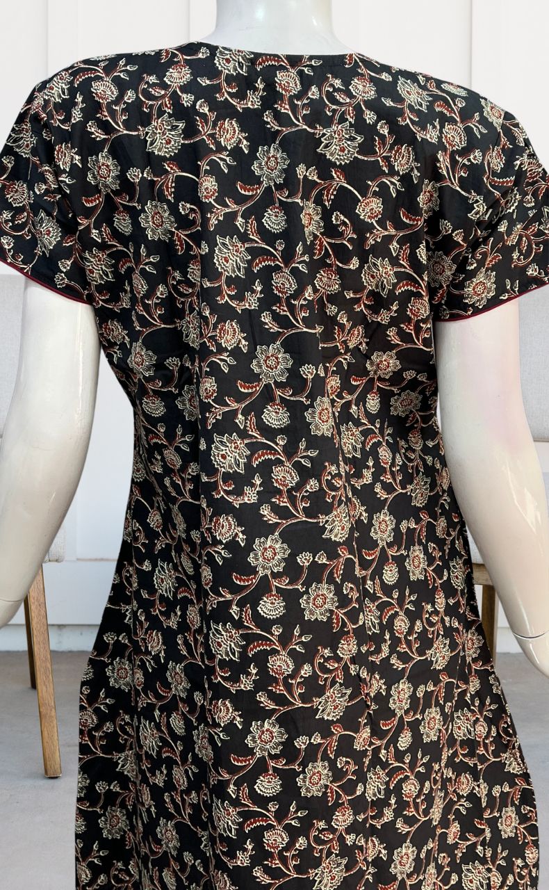 Black Garden Pure Cotton Nighty. Pure Durable Cotton | Laces and Frills - Laces and Frills