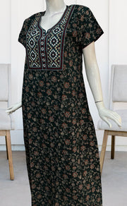 Teal Green Garden Pure Cotton Nighty. Pure Durable Cotton | Laces and Frills - Laces and Frills