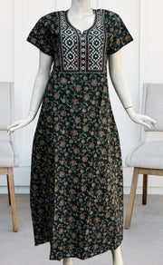 Teal Green Garden Pure Cotton Nighty. Pure Durable Cotton | Laces and Frills - Laces and Frills