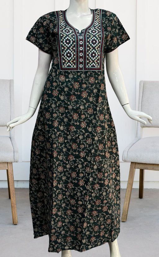 Teal Green Garden Pure Cotton Nighty. Pure Durable Cotton | Laces and Frills - Laces and Frills