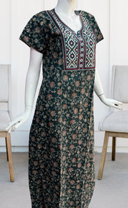 Teal Green Garden Pure Cotton Nighty. Pure Durable Cotton | Laces and Frills - Laces and Frills