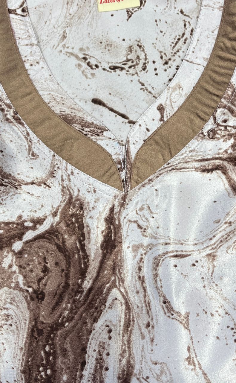 Brown Abstract Satin Nighty. Pure Durable Cotton | Laces and Frills - Laces and Frills