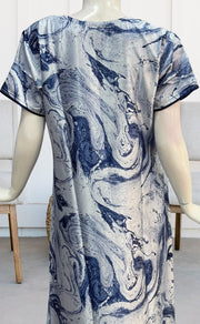 Blue Abstract Satin Nighty. Pure Durable Cotton | Laces and Frills - Laces and Frills