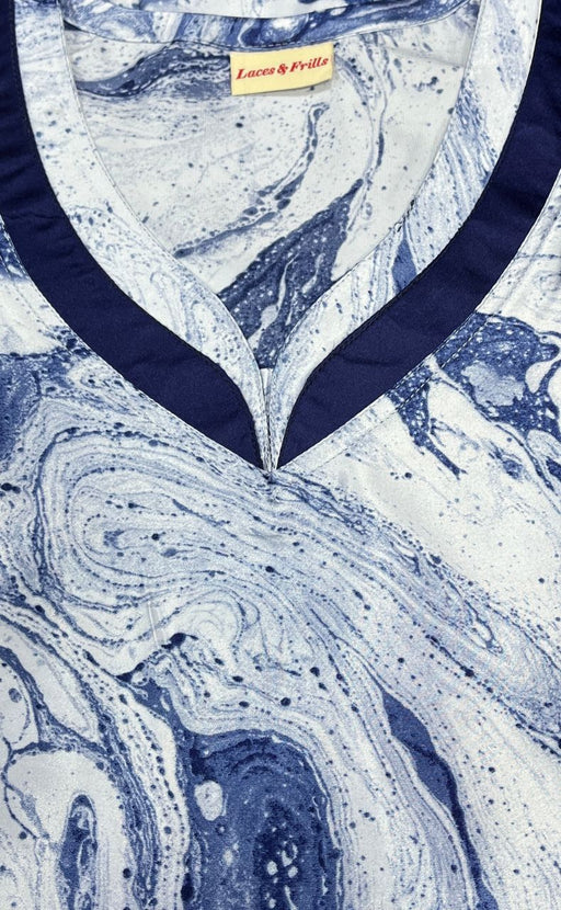 Blue Abstract Satin Nighty. Pure Durable Cotton | Laces and Frills - Laces and Frills