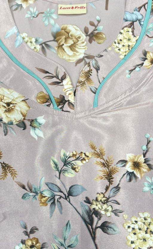 Light Pink Floral Satin Nighty. Pure Durable Cotton | Laces and Frills - Laces and Frills