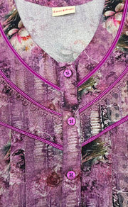 Lavender Digital Print Spun Nighty. Flowy Spun Fabric | Laces and Frills - Laces and Frills