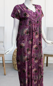 Lavender Digital Print Spun Nighty. Flowy Spun Fabric | Laces and Frills - Laces and Frills