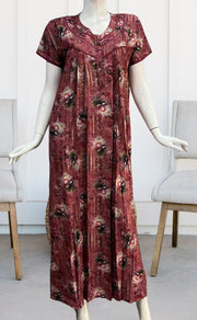 Maroon Digital Print Spun Nighty. Flowy Spun Fabric | Laces and Frills - Laces and Frills