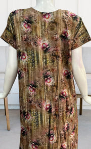 Mustard Digital Print Spun Nighty. Flowy Spun Fabric | Laces and Frills - Laces and Frills