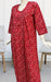 Red Leafy Pure Cotton Long Sleeves Nighty. Pure Durable Cotton | Laces and Frills - Laces and Frills