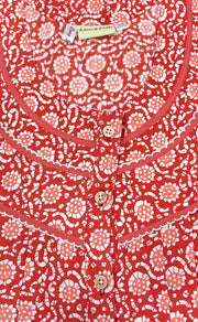 Peach Flora Pure Cotton Long Sleeves Nighty. Pure Durable Cotton | Laces and Frills - Laces and Frills