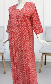 Peach Flora Pure Cotton Long Sleeves Nighty. Pure Durable Cotton | Laces and Frills - Laces and Frills