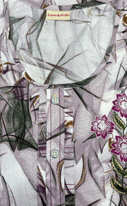 Off White/Light Pink Flora Rayon Nighty. Flowy Rayon Fabric | Laces and Frills - Laces and Frills