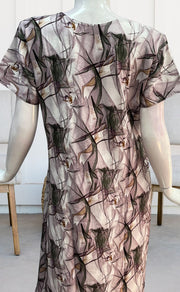 Off White/Light Pink Flora Rayon Nighty. Flowy Rayon Fabric | Laces and Frills - Laces and Frills