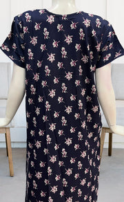Navy Blue Flora Spun Nighty. Flowy Spun Fabric | Laces and Frills - Laces and Frills