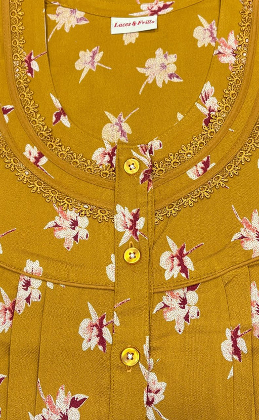 Yellow Flora Spun Nighty. Flowy Spun Fabric | Laces and Frills - Laces and Frills