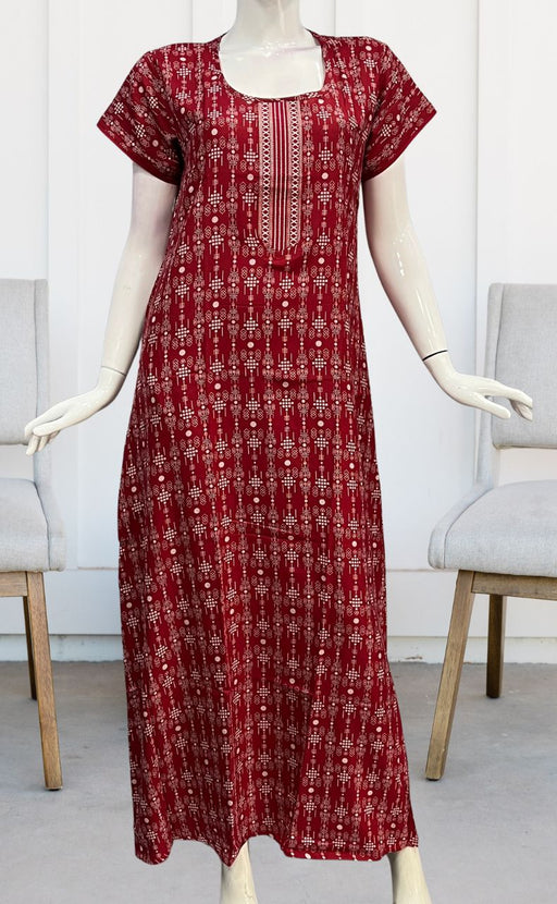 Red Abstract Spun Nighty. Flowy Spun Fabric | Laces and Frills - Laces and Frills