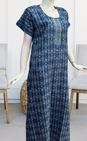 Blue Abstract Spun Nighty. Flowy Spun Fabric | Laces and Frills - Laces and Frills