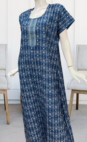 Blue Abstract Spun Nighty. Flowy Spun Fabric | Laces and Frills - Laces and Frills