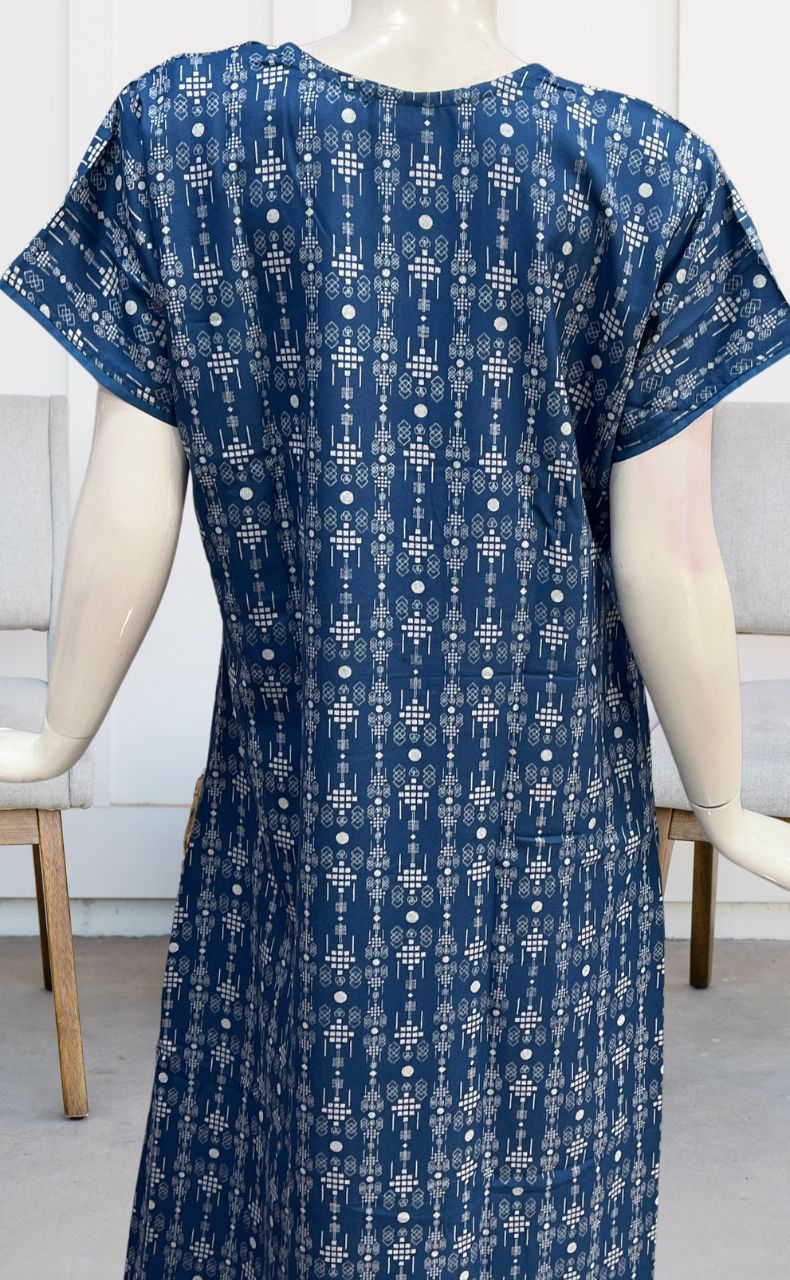 Blue Abstract Spun Nighty. Flowy Spun Fabric | Laces and Frills - Laces and Frills