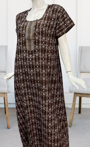 Brown Abstract Spun Nighty. Flowy Spun Fabric | Laces and Frills - Laces and Frills
