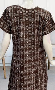 Brown Abstract Spun Nighty. Flowy Spun Fabric | Laces and Frills - Laces and Frills