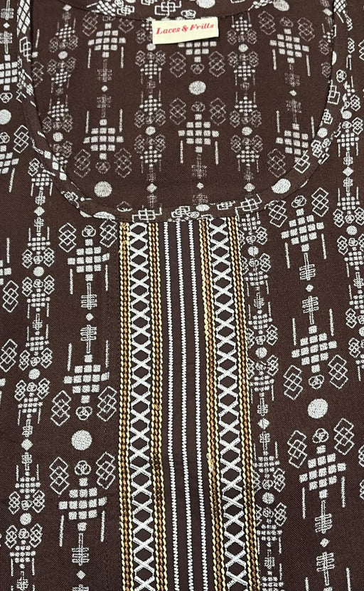Brown Abstract Spun Nighty. Flowy Spun Fabric | Laces and Frills - Laces and Frills