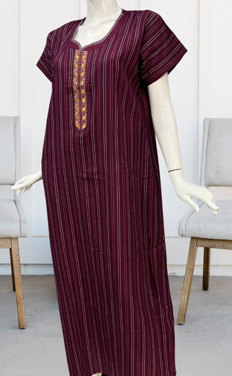 Wine Purple Dots Spun Nighty. Flowy Spun Fabric | Laces and Frills - Laces and Frills