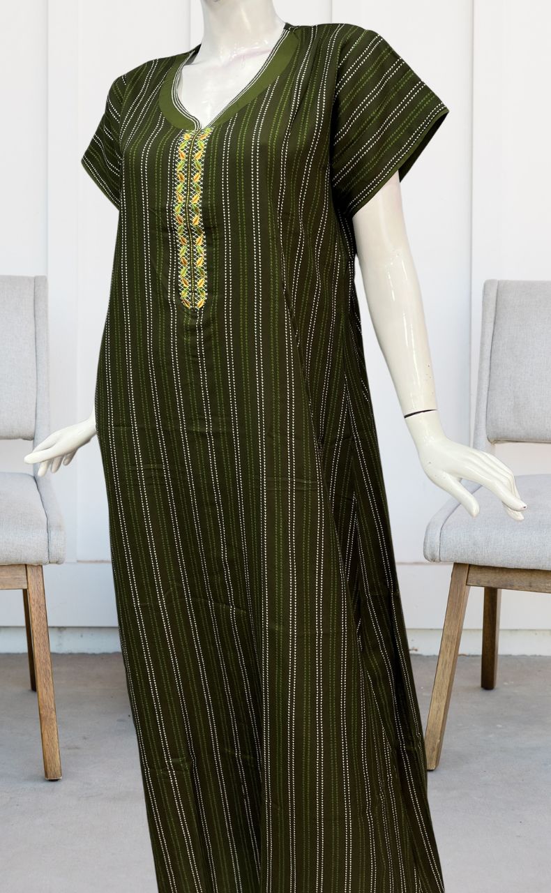 Green Dots Spun Nighty. Flowy Spun Fabric | Laces and Frills - Laces and Frills