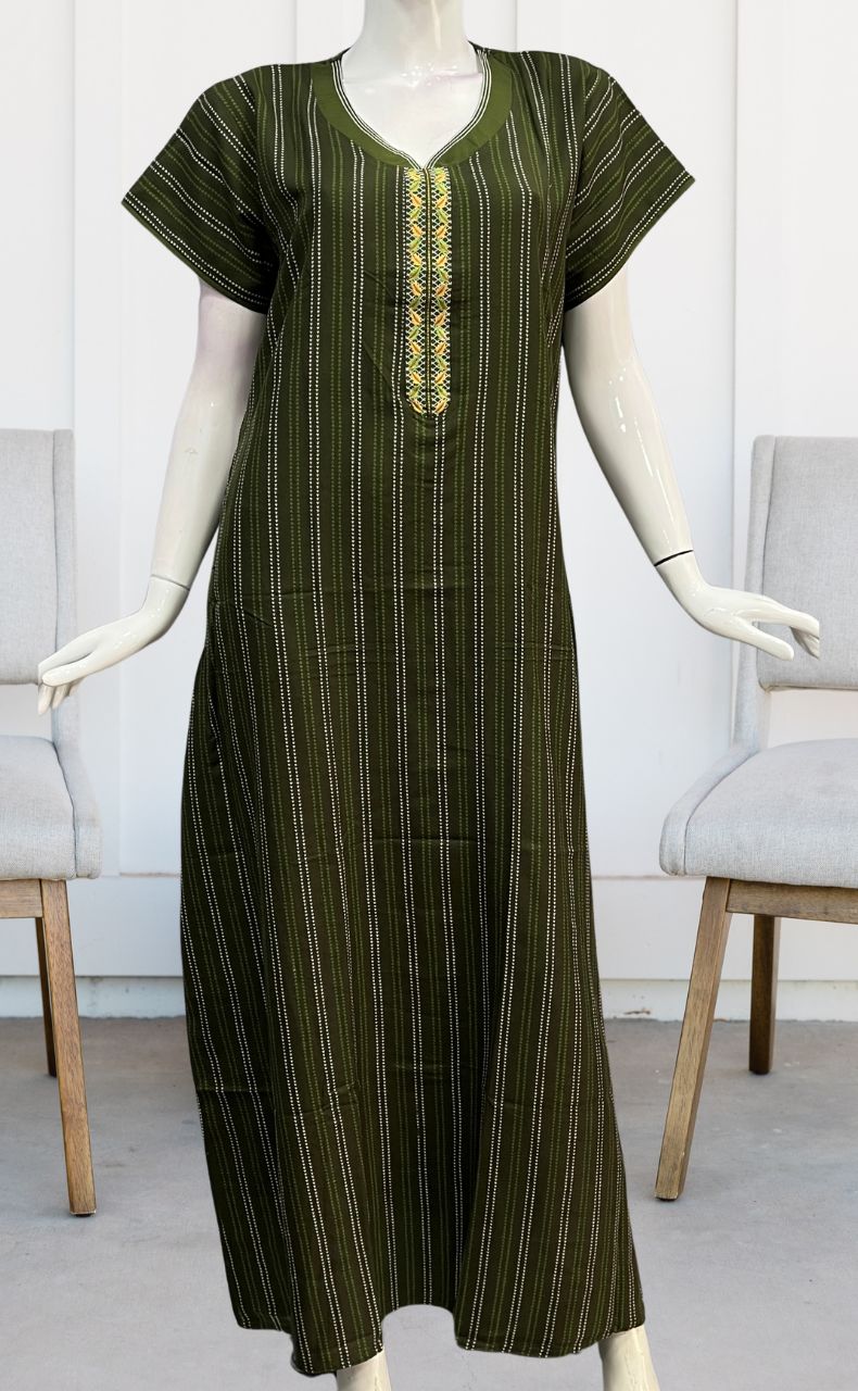 Green Dots Spun Nighty. Flowy Spun Fabric | Laces and Frills - Laces and Frills