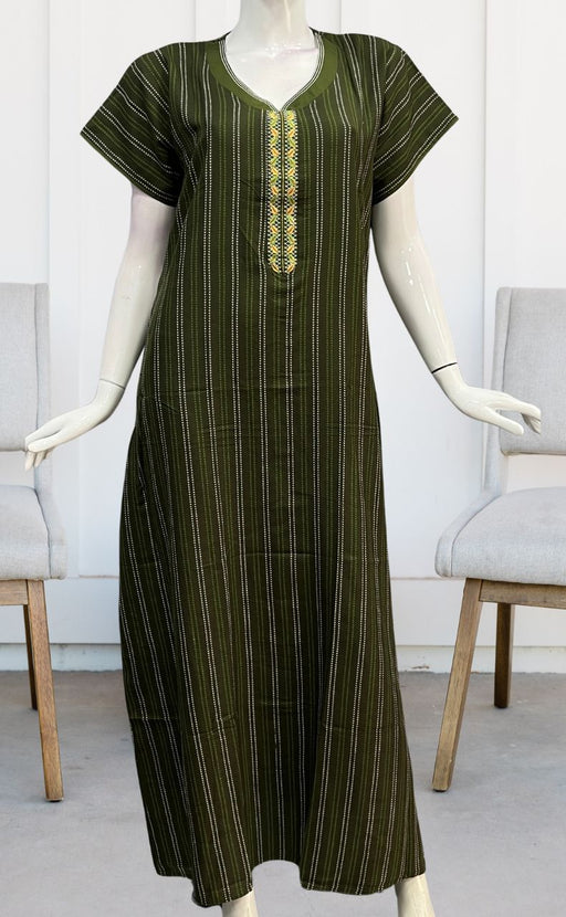 Green Dots Spun Nighty. Flowy Spun Fabric | Laces and Frills - Laces and Frills