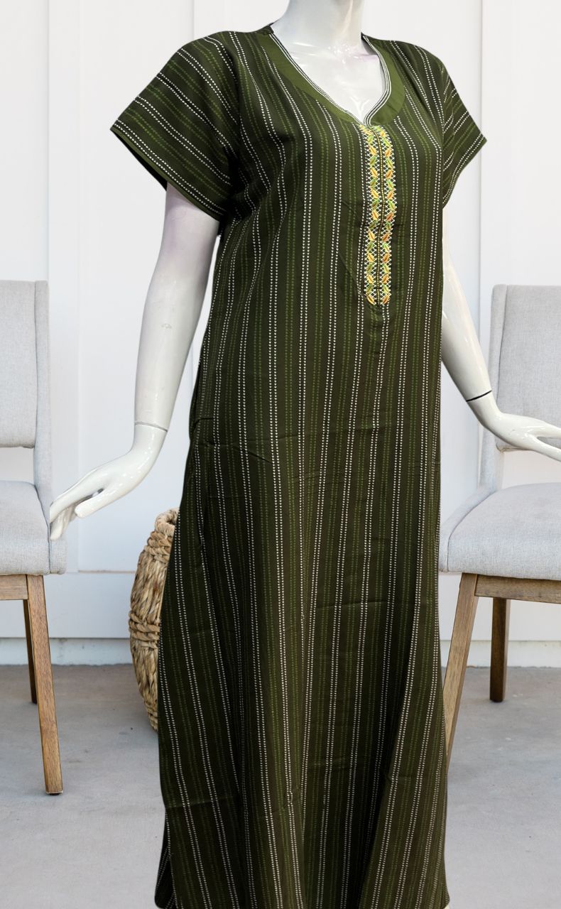 Green Dots Spun Nighty. Flowy Spun Fabric | Laces and Frills - Laces and Frills