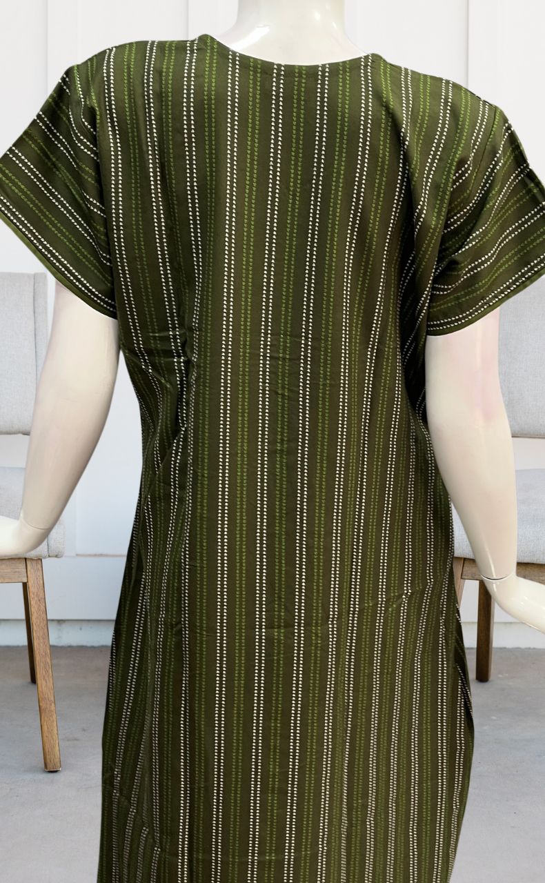 Green Dots Spun Nighty. Flowy Spun Fabric | Laces and Frills - Laces and Frills