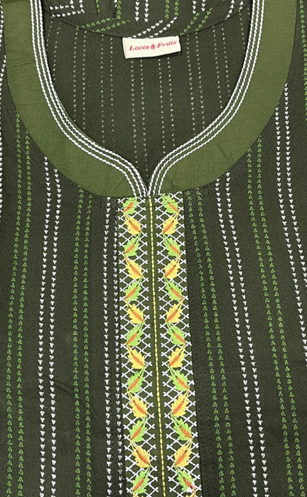 Green Dots Spun Nighty. Flowy Spun Fabric | Laces and Frills - Laces and Frills