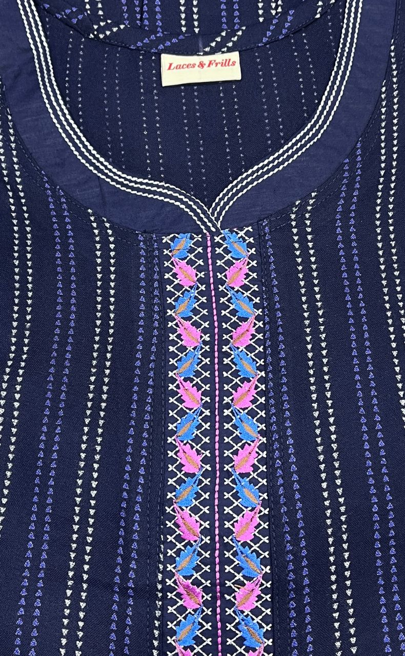 Blue Dots Spun Nighty. Flowy Spun Fabric | Laces and Frills - Laces and Frills