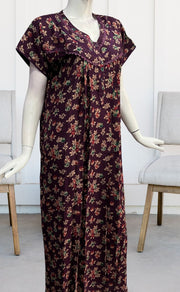 Wine Purple Garden Spun Nighty. Flowy Spun Fabric | Laces and Frills - Laces and Frills