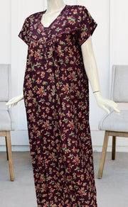 Wine Purple Garden Spun Nighty. Flowy Spun Fabric | Laces and Frills - Laces and Frills