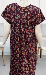 Wine Purple Garden Spun Nighty. Flowy Spun Fabric | Laces and Frills - Laces and Frills