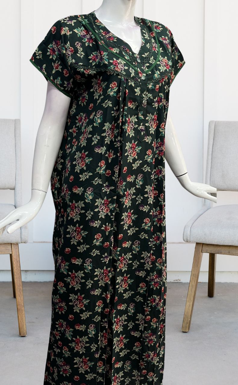 Bottle Green Garden Spun Nighty. Flowy Spun Fabric | Laces and Frills - Laces and Frills