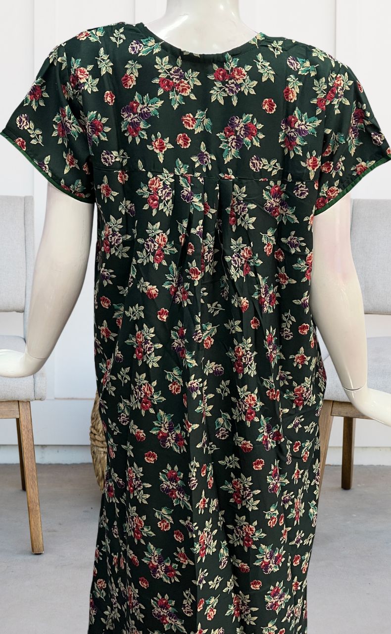 Bottle Green Garden Spun Nighty. Flowy Spun Fabric | Laces and Frills - Laces and Frills