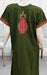 Olive Green Embroidery Soft Cotton Nighty.Soft Breathable Fabric | Laces and Frills - Laces and Frills