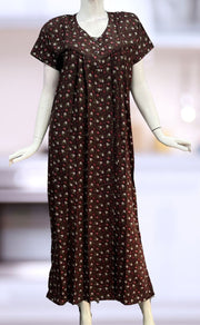 Brown Tiny Floral Spun Nighty. Flowy Spun Fabric | Laces and Frills - Laces and Frills