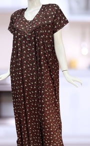 Brown Tiny Floral Spun Nighty. Flowy Spun Fabric | Laces and Frills - Laces and Frills